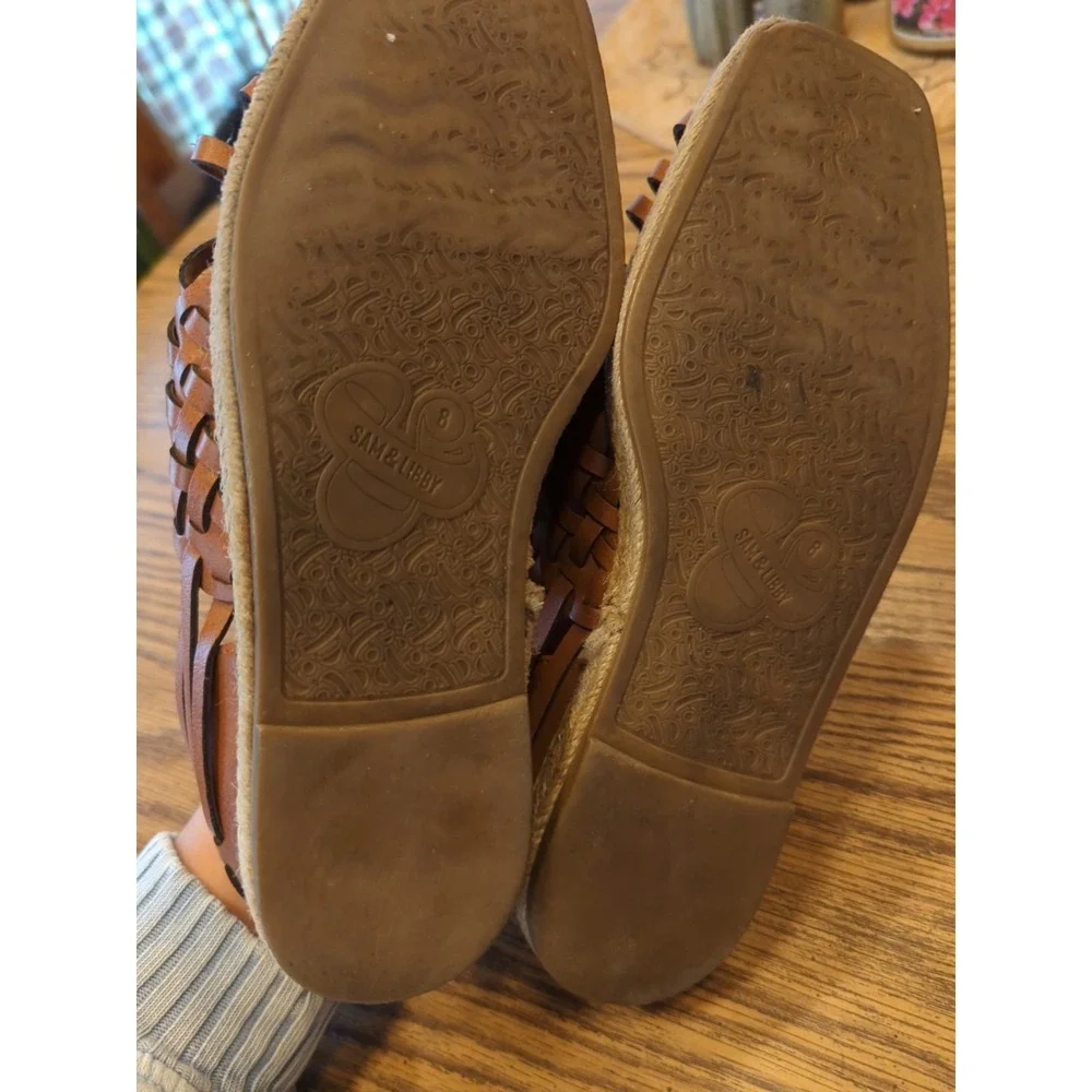 Vintage Sam & Libby Brown Woven‎ Slip On Hurache Espedrille Sandals Size 8 M